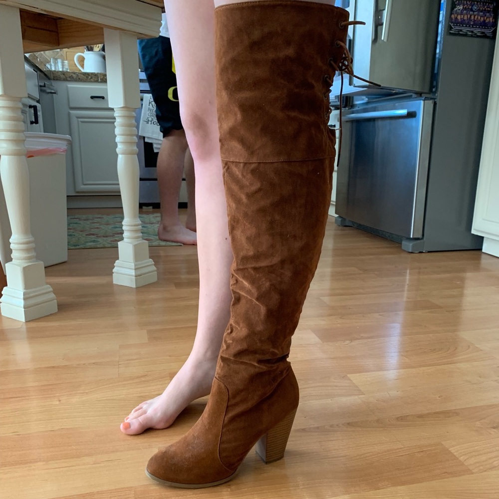 Chestnut over the knee boots